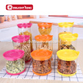 Snacks en verre Banque de rangement de grains avec couvercle en plastique